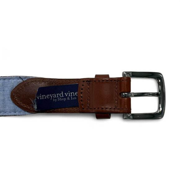 Vineyard Vines Mens Belt 34 Red Leather Solid Brass Buckle Golf Business Casual - Picture 5 of 6